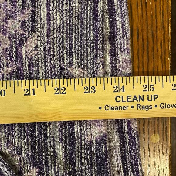 Weekends By Chico's 3 Metallic Purple Long Sleeve Holiday Seasonal Floral Blouse - Picture 4 of 10